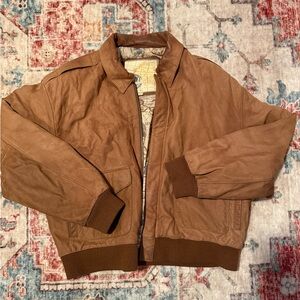 Vintage G-III Mens Brown Leather Global Identity Bomber Jacket, Large Y2K 80s